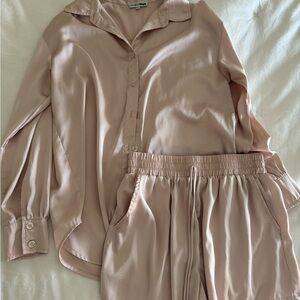 Fashion Nova Blush Button Down Shirt and Shorts Set